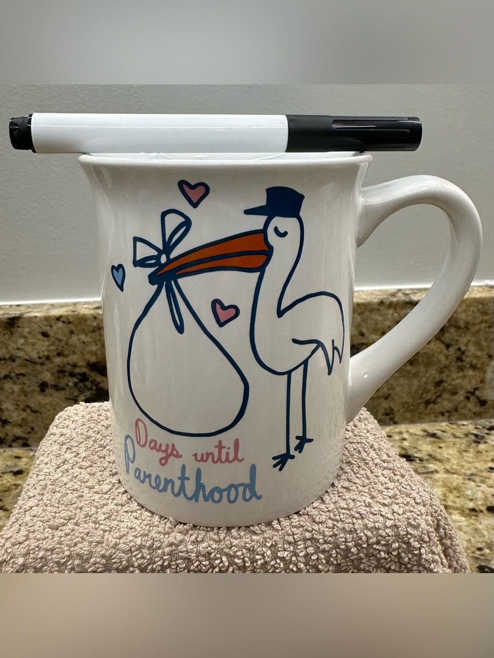 New “Our Name Is Mud" Days Until Parenthood Dry Erase Mug